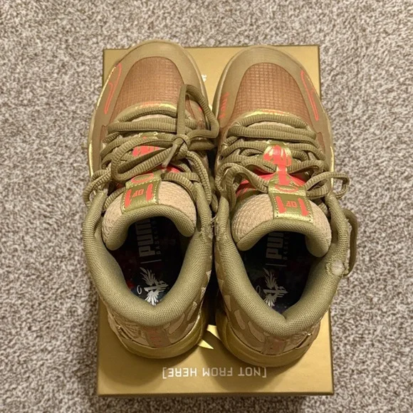Melo Puma Kids Sneakers in Olive and Gold - Picture 4 of 4